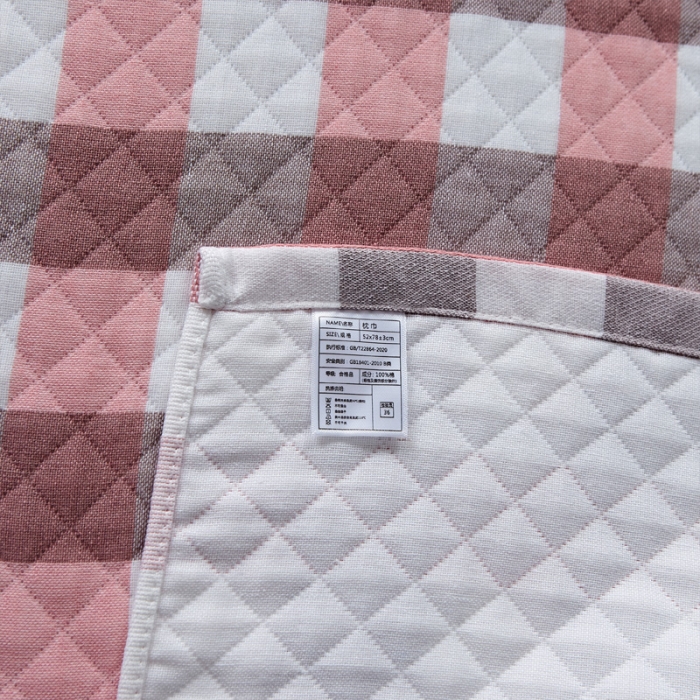 91家纺网 家纺一手货源 找家纺 朴尔 2021新款优棉格调风三层纱布枕巾 格调-粉