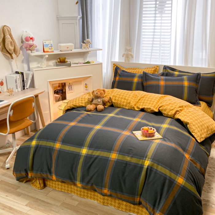 91家纺网 家纺一手货源 找家纺 金爱家 2021新款大版秋冬纯棉磨毛四件套 晨露