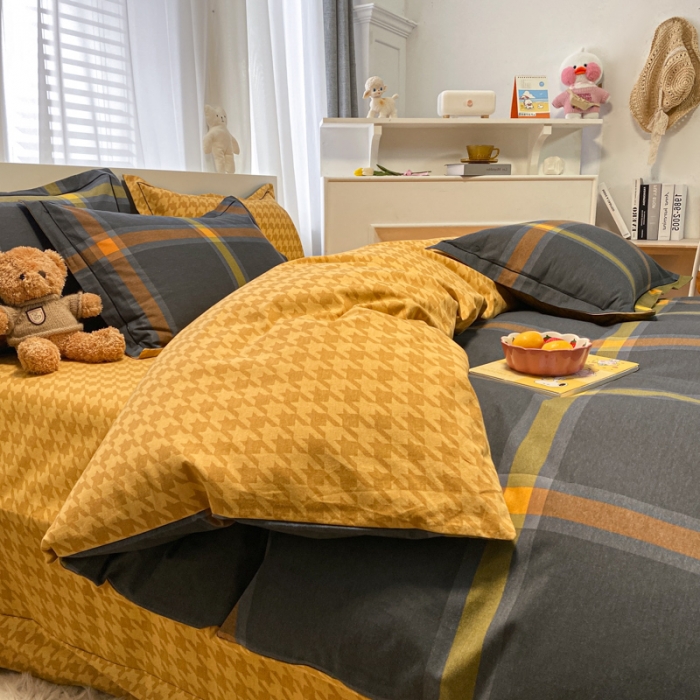 91家纺网 家纺一手货源 找家纺 金爱家 2021新款大版秋冬纯棉磨毛四件套 晨露