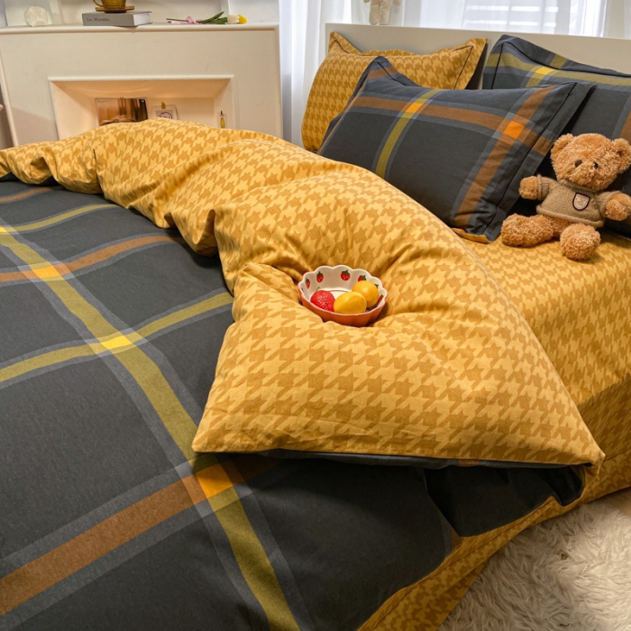 91家纺网 家纺一手货源 找家纺 金爱家 2021新款大版秋冬纯棉磨毛四件套 晨露