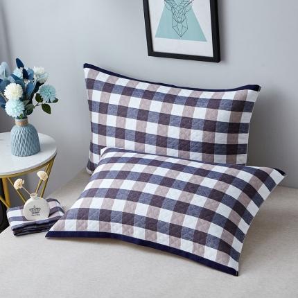 91家纺网 家纺一手货源 找家纺 朴尔 2021新款优棉格调风三层纱布枕巾 格调蓝