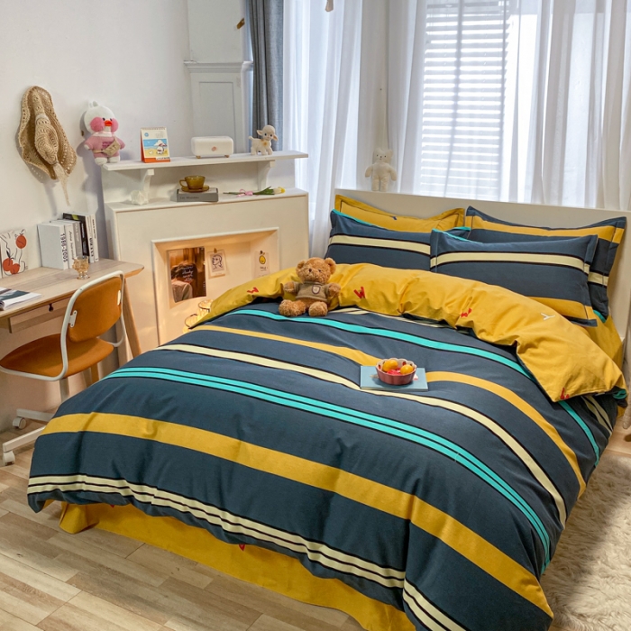 91家纺网 家纺一手货源 找家纺 金爱家 2021新款大版秋冬纯棉磨毛四件套 岛屿