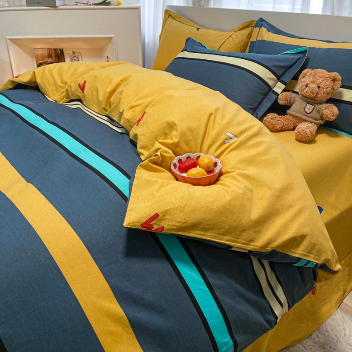 91家纺网 家纺一手货源 找家纺 金爱家 2021新款大版秋冬纯棉磨毛四件套 岛屿