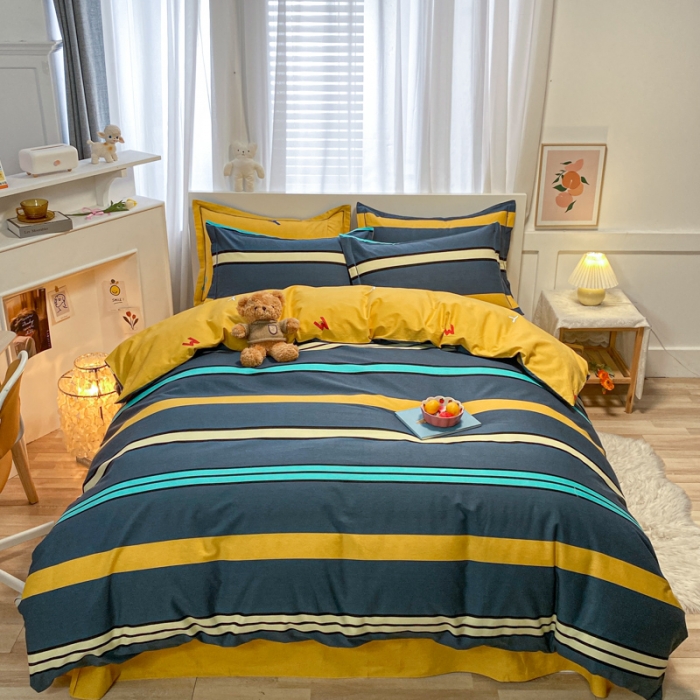 91家纺网 家纺一手货源 找家纺 金爱家 2021新款大版秋冬纯棉磨毛四件套 岛屿