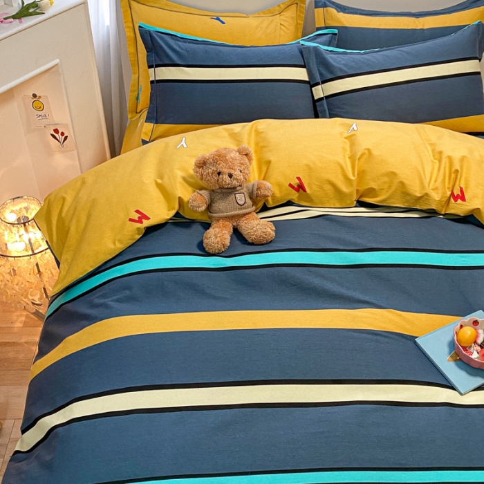 91家纺网 家纺一手货源 找家纺 金爱家 2021新款大版秋冬纯棉磨毛四件套 岛屿