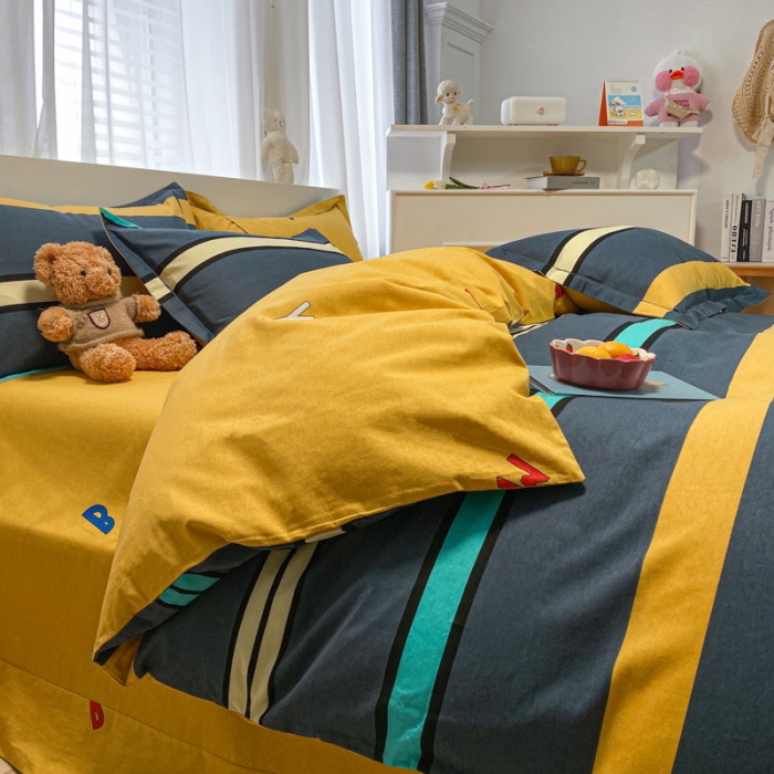 91家纺网 家纺一手货源 找家纺 金爱家 2021新款大版秋冬纯棉磨毛四件套 岛屿