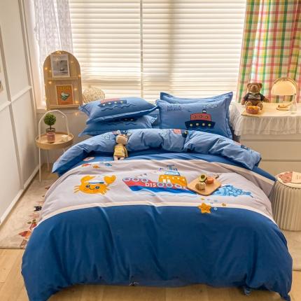 91家纺网 家纺一手货源 找家纺 金爱家 2021新款大版秋冬纯棉磨毛四件套 海上传奇