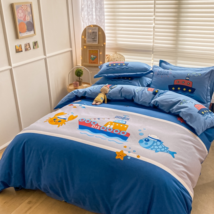 91家纺网 家纺一手货源 找家纺 金爱家 2021新款大版秋冬纯棉磨毛四件套 海上传奇