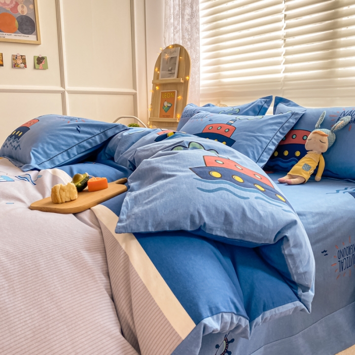 91家纺网 家纺一手货源 找家纺 金爱家 2021新款大版秋冬纯棉磨毛四件套 海上传奇