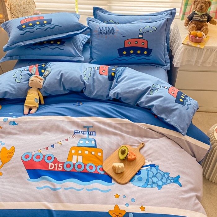 91家纺网 家纺一手货源 找家纺 金爱家 2021新款大版秋冬纯棉磨毛四件套 海上传奇