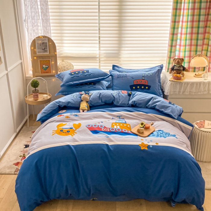 91家纺网 家纺一手货源 找家纺 金爱家 2021新款大版秋冬纯棉磨毛四件套 海上传奇