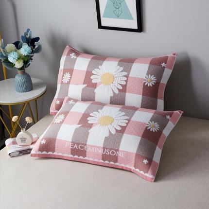 91家纺网 家纺一手货源 找家纺 朴尔 2021新款优棉格调风三层纱布枕巾 菊之恋-粉