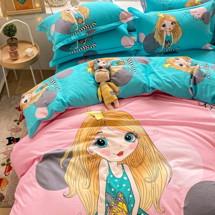 91家纺网 家纺一手货源 找家纺 金爱家 2021新款大版秋冬纯棉磨毛四件套 蝴蝶公主