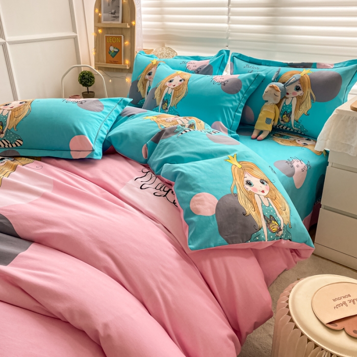 91家纺网 家纺一手货源 找家纺 金爱家 2021新款大版秋冬纯棉磨毛四件套 蝴蝶公主