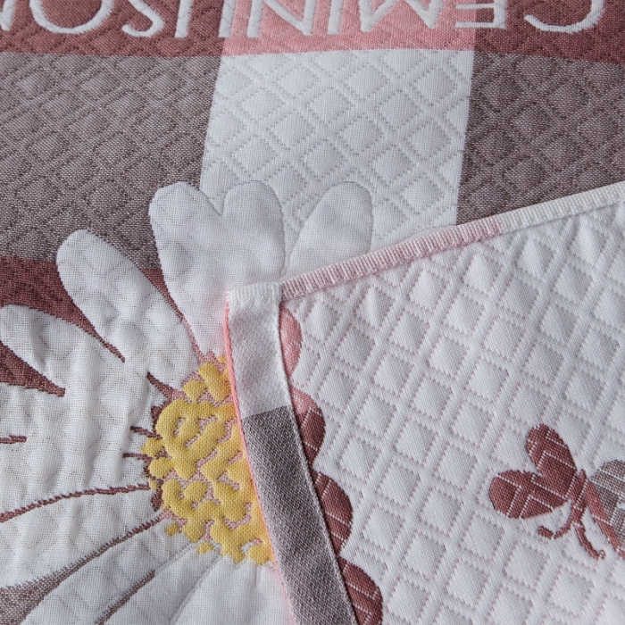 91家纺网 家纺一手货源 找家纺 朴尔 2021新款优棉格调风三层纱布枕巾 菊之恋-粉