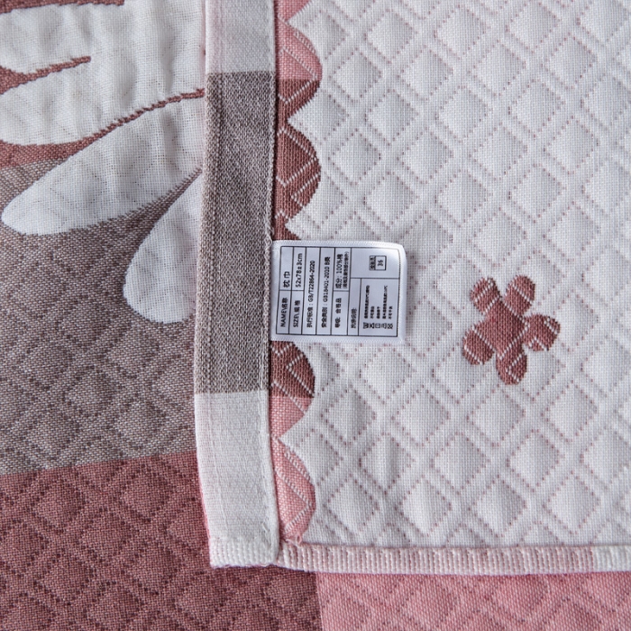 91家纺网 家纺一手货源 找家纺 朴尔 2021新款优棉格调风三层纱布枕巾 菊之恋-粉