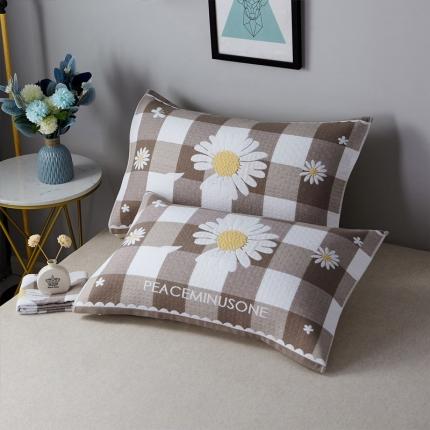 91家纺网 家纺一手货源 找家纺 朴尔 2021新款优棉格调风三层纱布枕巾 菊之恋-咖