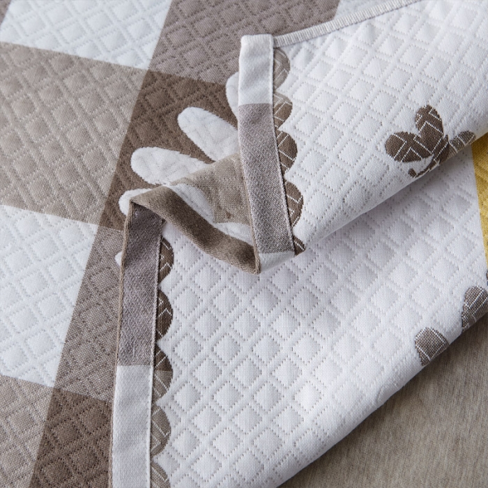 91家纺网 家纺一手货源 找家纺 朴尔 2021新款优棉格调风三层纱布枕巾 菊之恋-咖