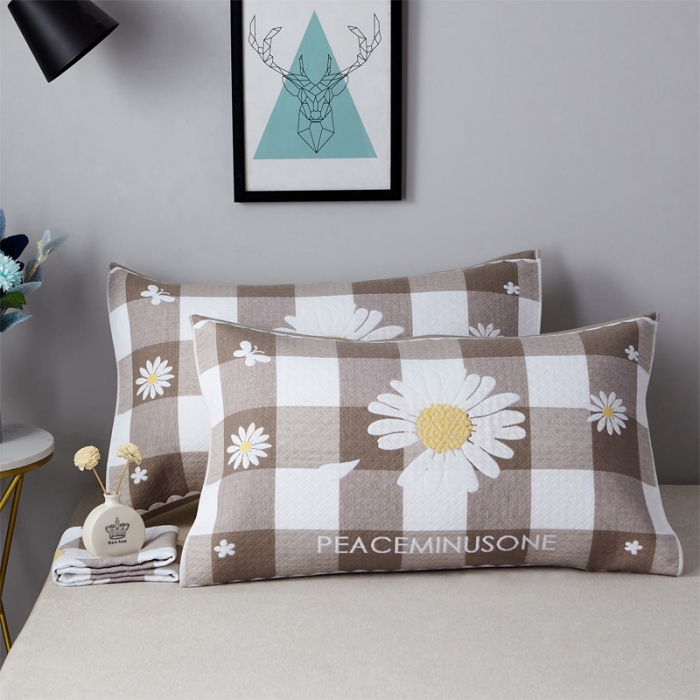 91家纺网 家纺一手货源 找家纺 朴尔 2021新款优棉格调风三层纱布枕巾 菊之恋-咖