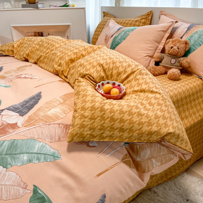 91家纺网 家纺一手货源 找家纺 金爱家 2021新款大版秋冬纯棉磨毛四件套 蕉夏