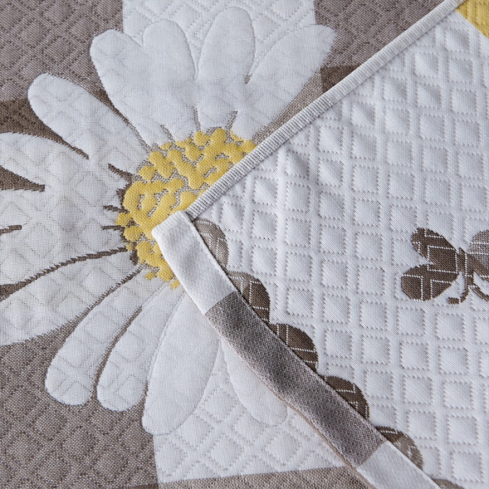 91家纺网 家纺一手货源 找家纺 朴尔 2021新款优棉格调风三层纱布枕巾 菊之恋-咖