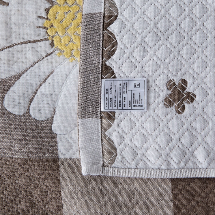 91家纺网 家纺一手货源 找家纺 朴尔 2021新款优棉格调风三层纱布枕巾 菊之恋-咖