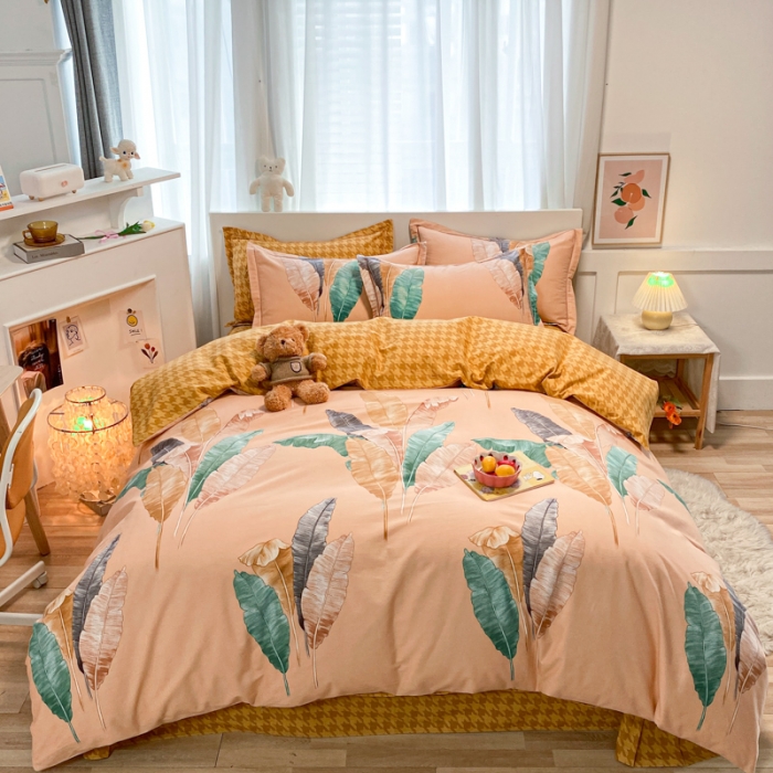 91家纺网 家纺一手货源 找家纺 金爱家 2021新款大版秋冬纯棉磨毛四件套 蕉夏