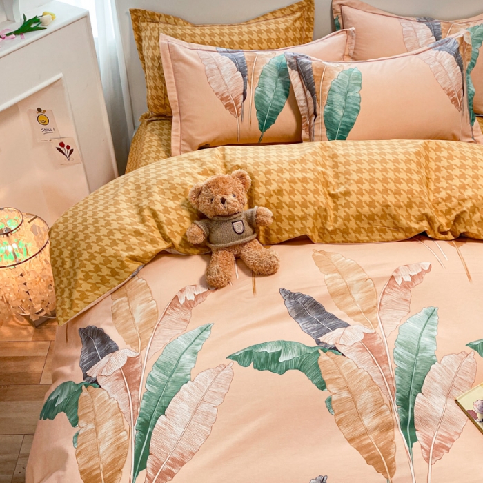 91家纺网 家纺一手货源 找家纺 金爱家 2021新款大版秋冬纯棉磨毛四件套 蕉夏