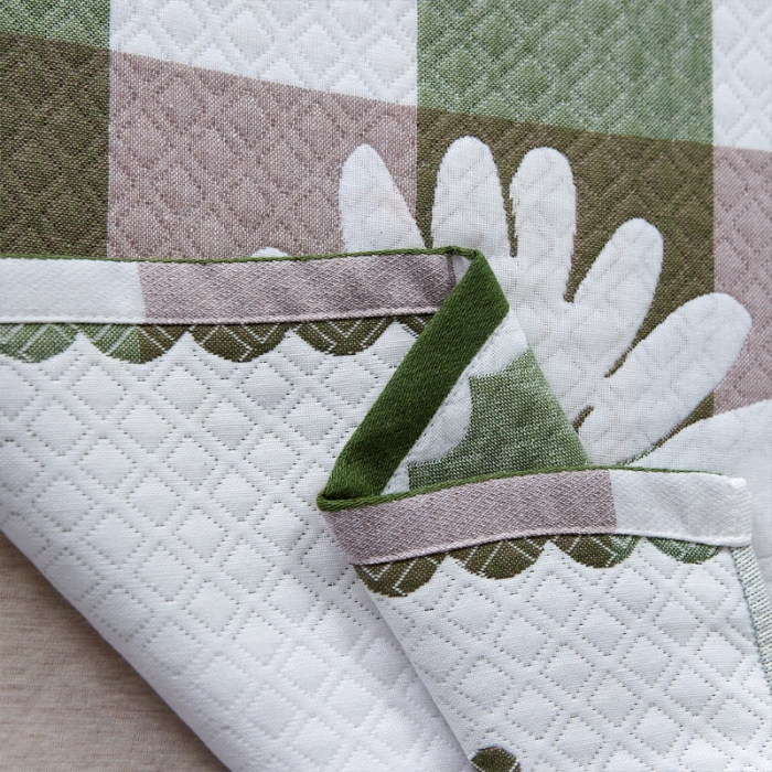 91家纺网 家纺一手货源 找家纺 朴尔 2021新款优棉格调风三层纱布枕巾 菊之恋-绿