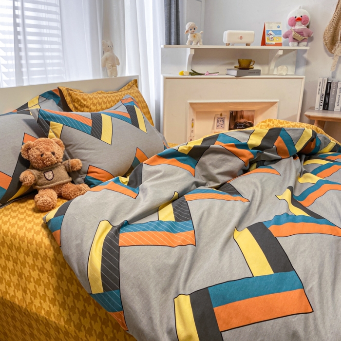 91家纺网 家纺一手货源 找家纺 金爱家 2021新款大版秋冬纯棉磨毛四件套 阶梯