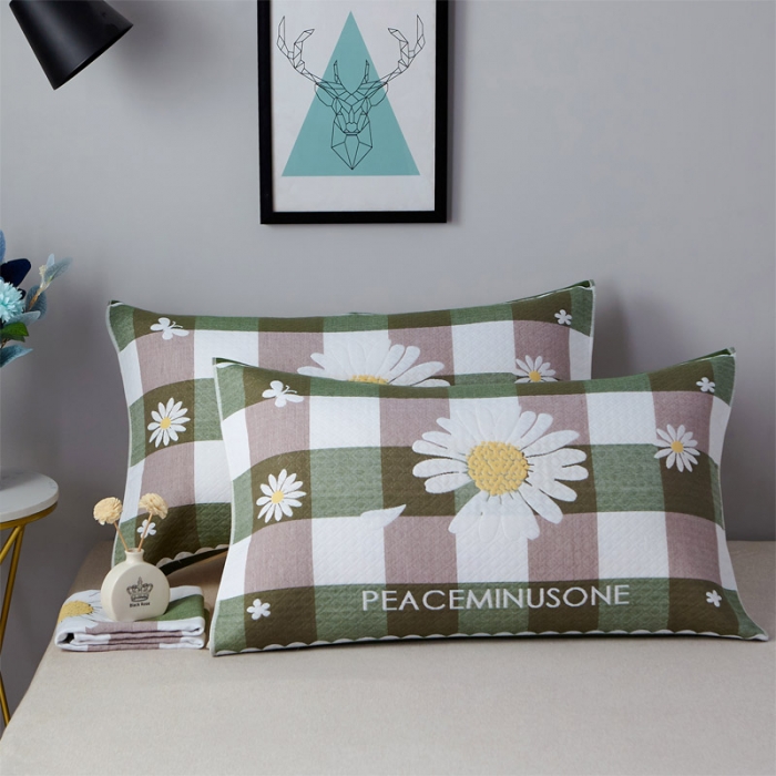 91家纺网 家纺一手货源 找家纺 朴尔 2021新款优棉格调风三层纱布枕巾 菊之恋-绿