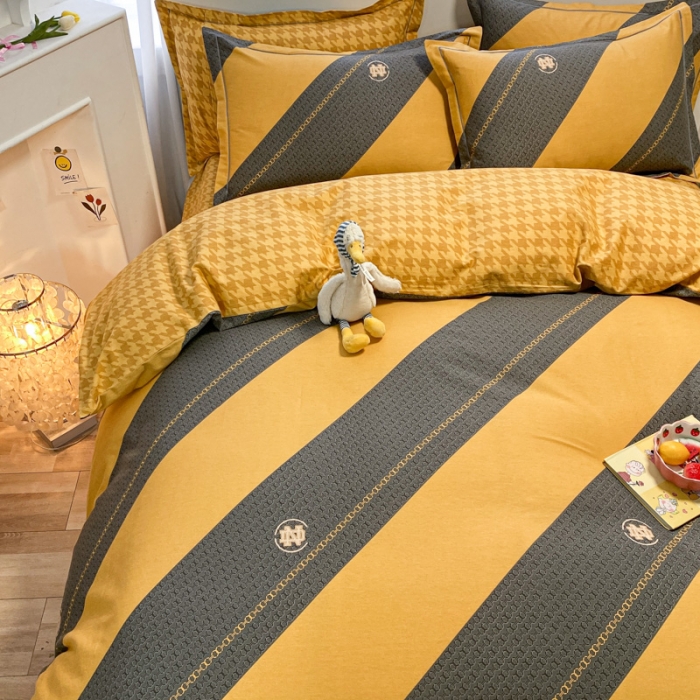 91家纺网 家纺一手货源 找家纺 金爱家 2021新款大版秋冬纯棉磨毛四件套 冷萃拿铁