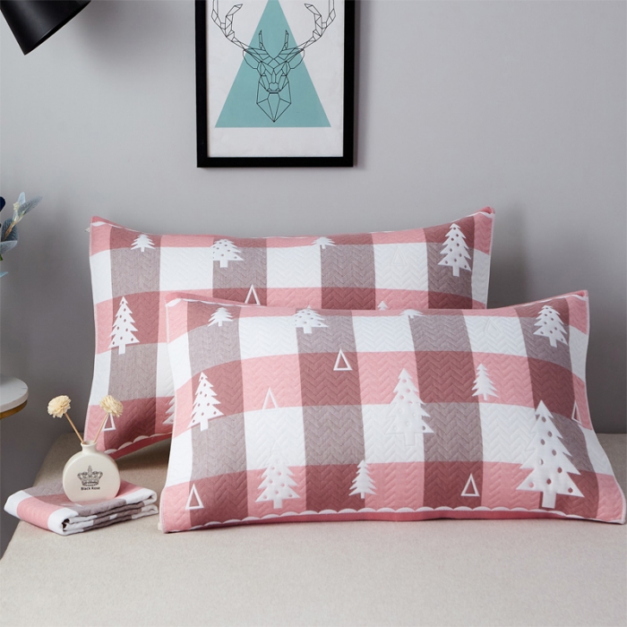 91家纺网 家纺一手货源 找家纺 朴尔 2021新款优棉格调风三层纱布枕巾 林中漫步-粉