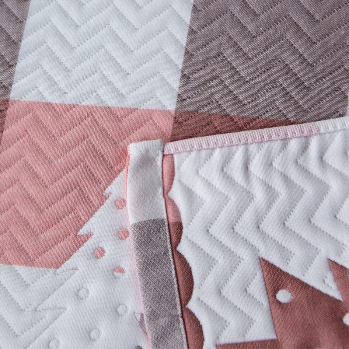 91家纺网 家纺一手货源 找家纺 朴尔 2021新款优棉格调风三层纱布枕巾 林中漫步-粉