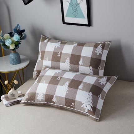 91家纺网 家纺一手货源 找家纺 朴尔 2021新款优棉格调风三层纱布枕巾 林中漫步-咖