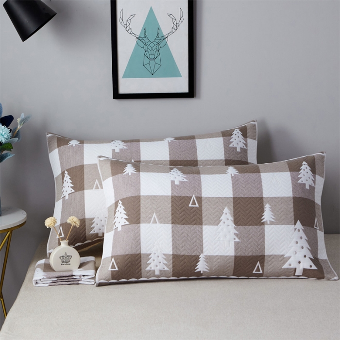 91家纺网 家纺一手货源 找家纺 朴尔 2021新款优棉格调风三层纱布枕巾 林中漫步-咖