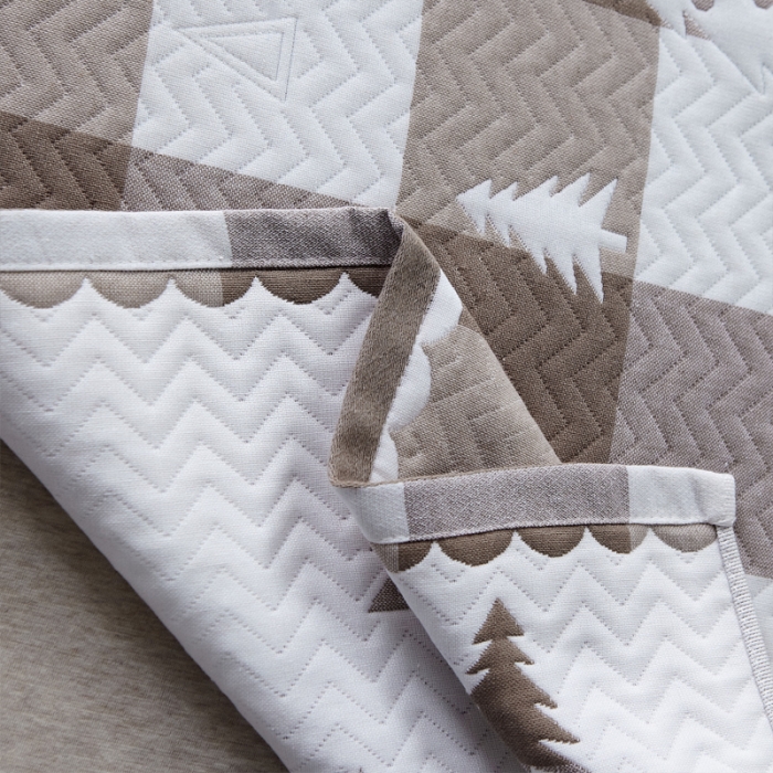 91家纺网 家纺一手货源 找家纺 朴尔 2021新款优棉格调风三层纱布枕巾 林中漫步-咖