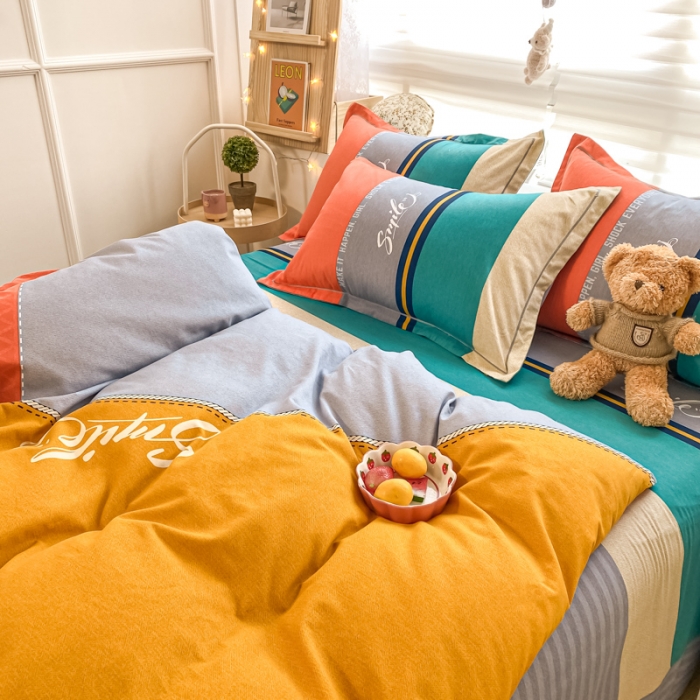 91家纺网 家纺一手货源 找家纺 金爱家 2021新款大版秋冬纯棉磨毛四件套 洛莎