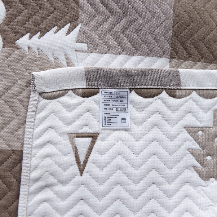 91家纺网 家纺一手货源 找家纺 朴尔 2021新款优棉格调风三层纱布枕巾 林中漫步-咖