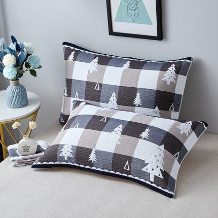 91家纺网 家纺一手货源 找家纺 朴尔 2021新款优棉格调风三层纱布枕巾 林中漫步-蓝