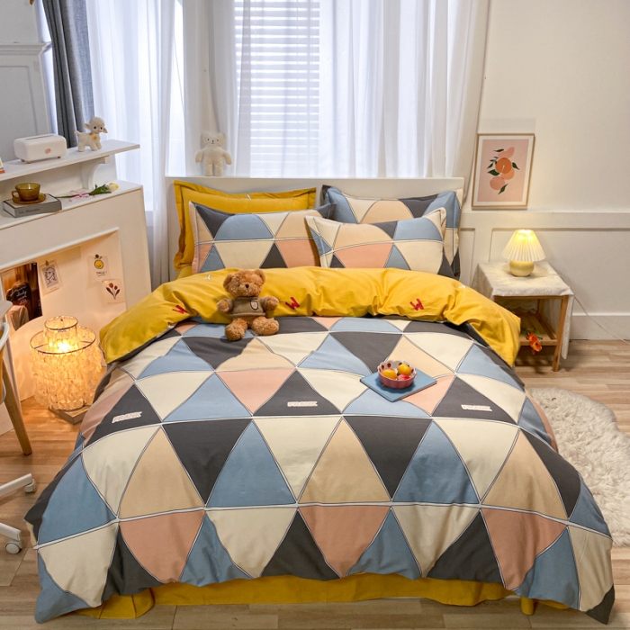 91家纺网 家纺一手货源 找家纺 金爱家 2021新款大版秋冬纯棉磨毛四件套 纳斯