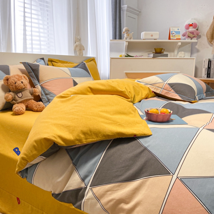 91家纺网 家纺一手货源 找家纺 金爱家 2021新款大版秋冬纯棉磨毛四件套 纳斯