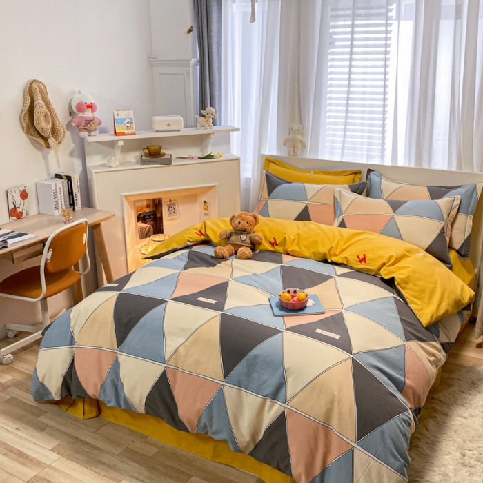 91家纺网 家纺一手货源 找家纺 金爱家 2021新款大版秋冬纯棉磨毛四件套 纳斯