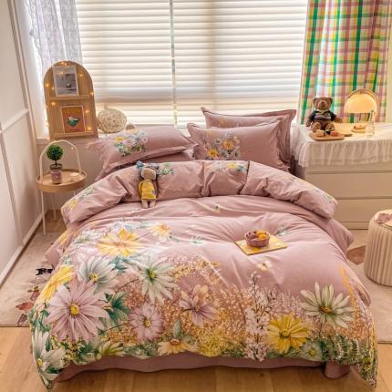 金爱家 2021新款大版秋冬纯棉磨毛四件套 清英夏溢