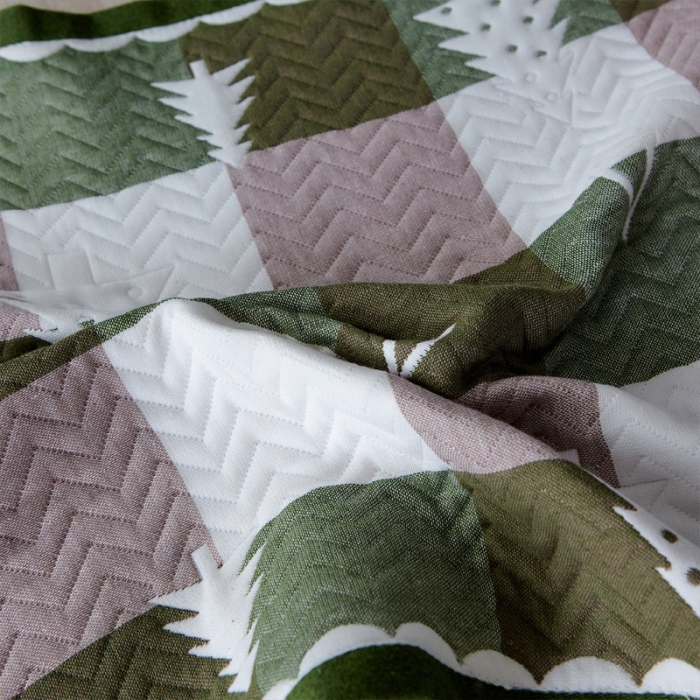 91家纺网 家纺一手货源 找家纺 朴尔 2021新款优棉格调风三层纱布枕巾 林中漫步-绿
