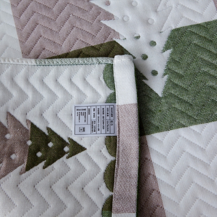 91家纺网 家纺一手货源 找家纺 朴尔 2021新款优棉格调风三层纱布枕巾 林中漫步-绿