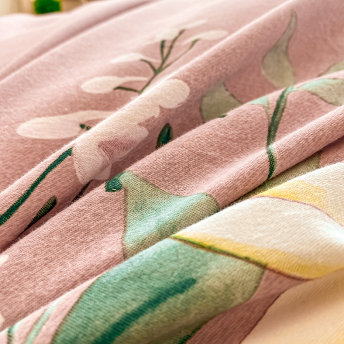 91家纺网 家纺一手货源 找家纺 金爱家 2021新款大版秋冬纯棉磨毛四件套 清英夏溢