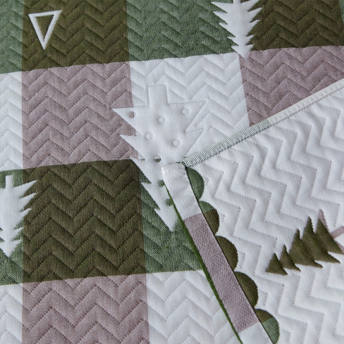 91家纺网 家纺一手货源 找家纺 朴尔 2021新款优棉格调风三层纱布枕巾 林中漫步-绿