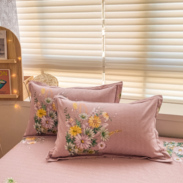 91家纺网 家纺一手货源 找家纺 金爱家 2021新款大版秋冬纯棉磨毛四件套 清英夏溢