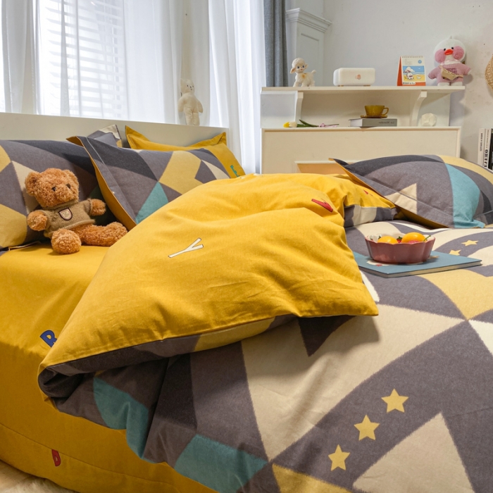 91家纺网 家纺一手货源 找家纺 金爱家 2021新款大版秋冬纯棉磨毛四件套 山葵